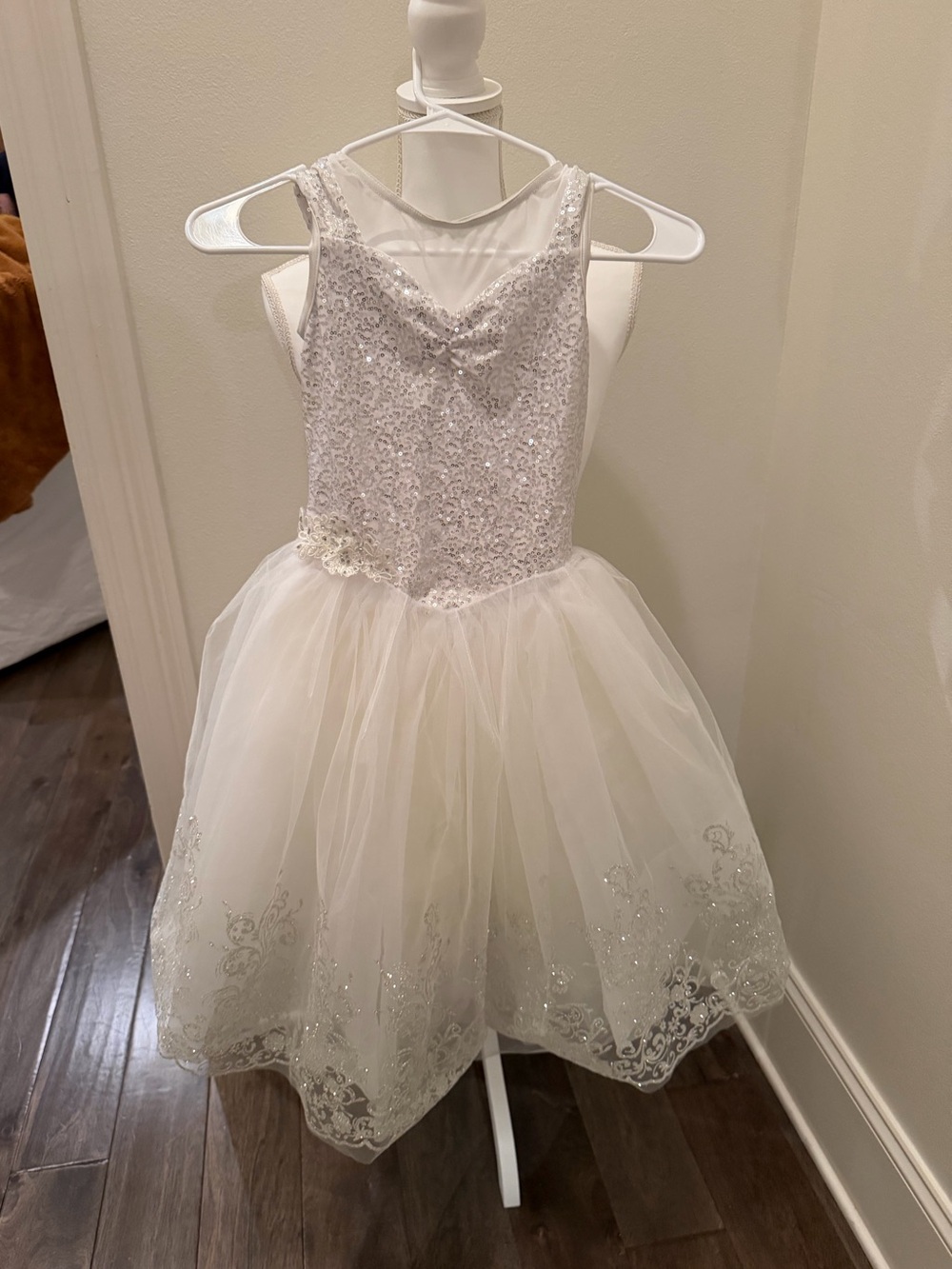 Weissman White Sequin Tulle Princess Dress